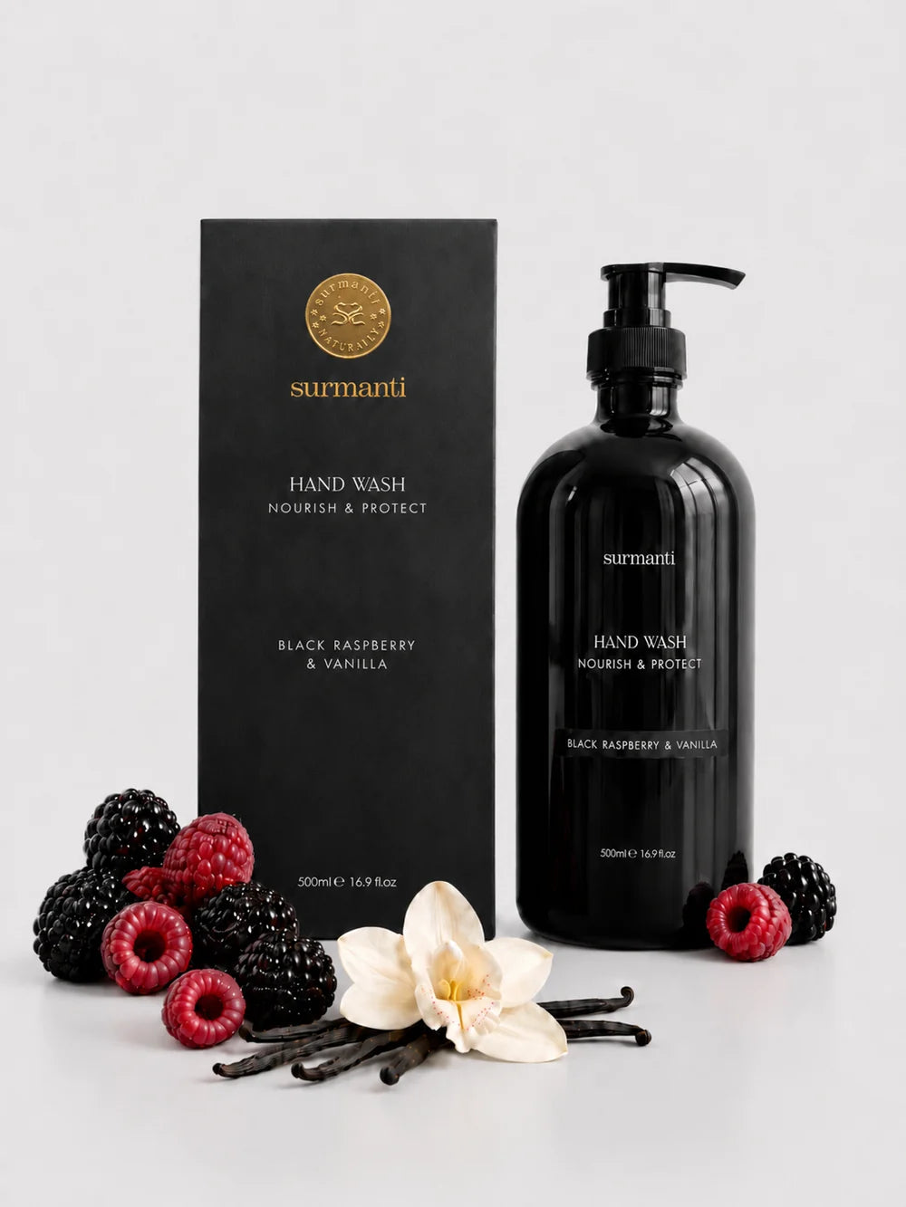Surmanti Hand Wash - Black Raspberry & Vanilla Antibacterial - Glass Bottle 500ml