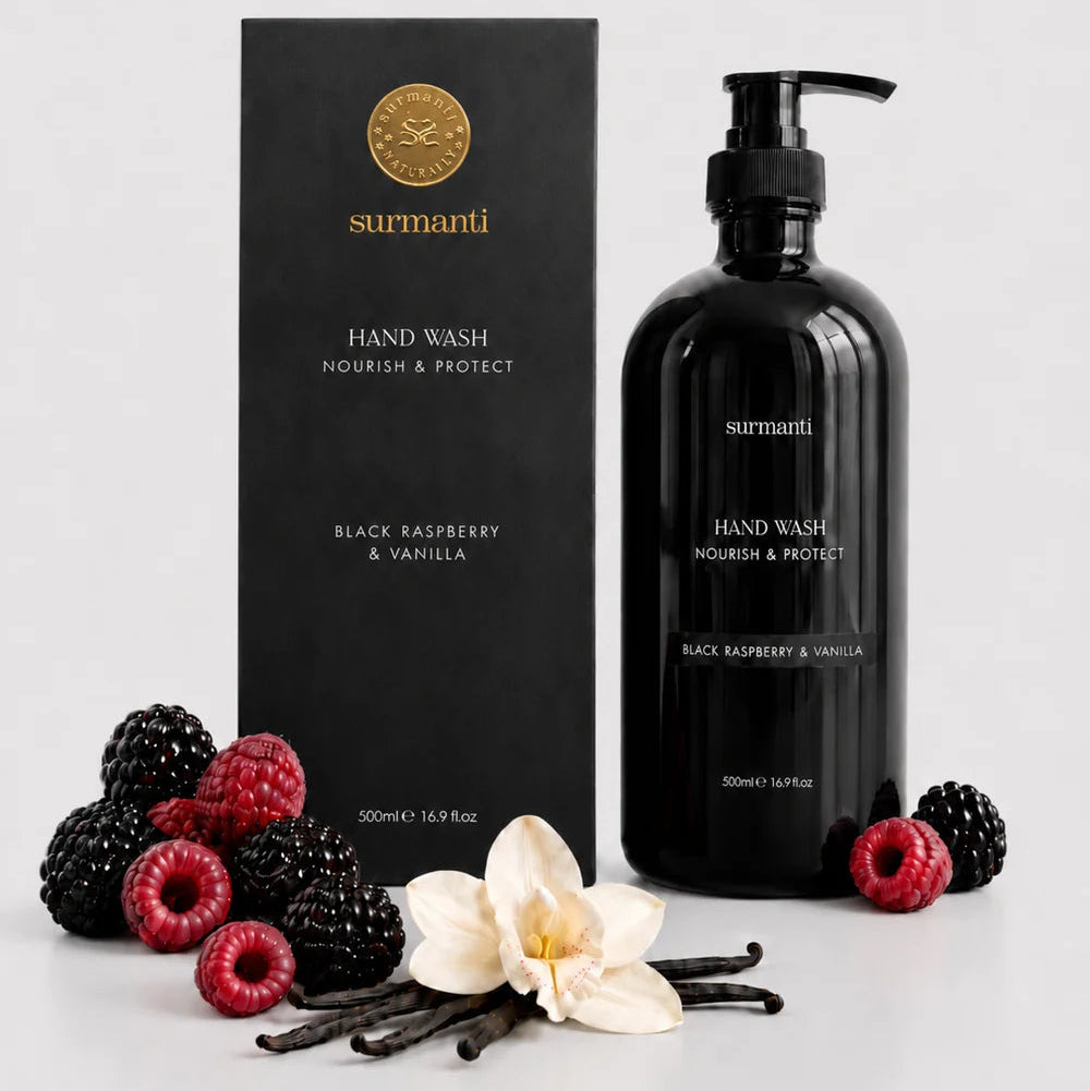 Surmanti Hand Wash - Black Raspberry & Vanilla Antibacterial - Glass Bottle 500ml