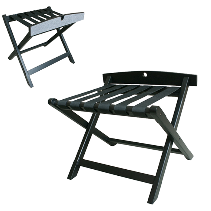 Luggage Rack Wooden High Back, 700mm, Black