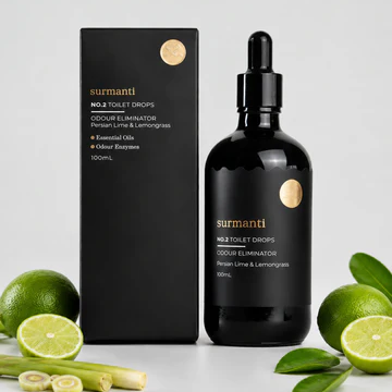 Surmanti Natural No.2 Toilet Drops - Persian Lime & Lemongrass 100mL. Septic-Safe & Non Toxic