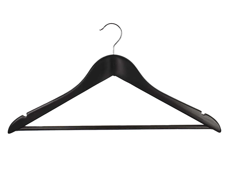 Black Wooden Coat Hangers, with Rod